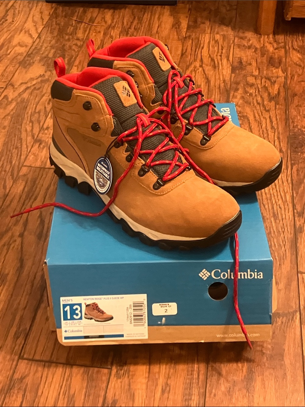 Columbia Tan Hiking Boots with Red Laces